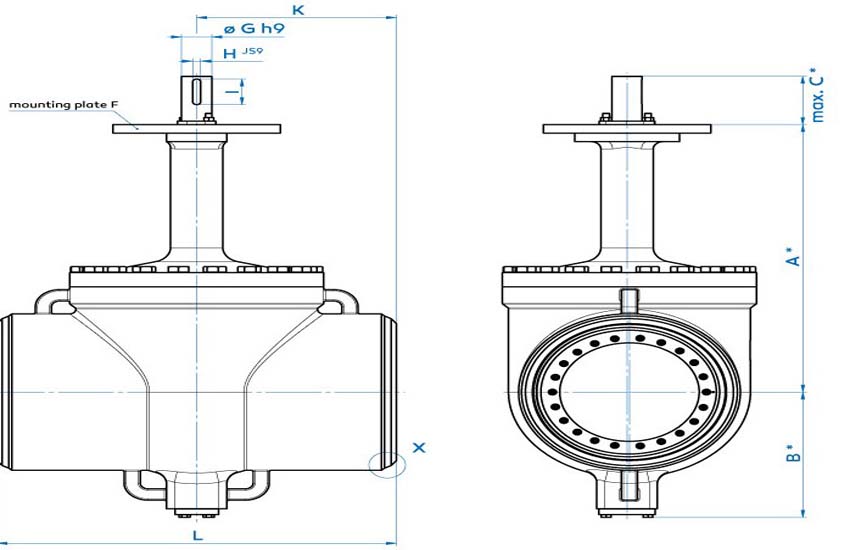 BUTTERFLY VALVE BUTTWELD TOP ENTRY 4-OFFSET